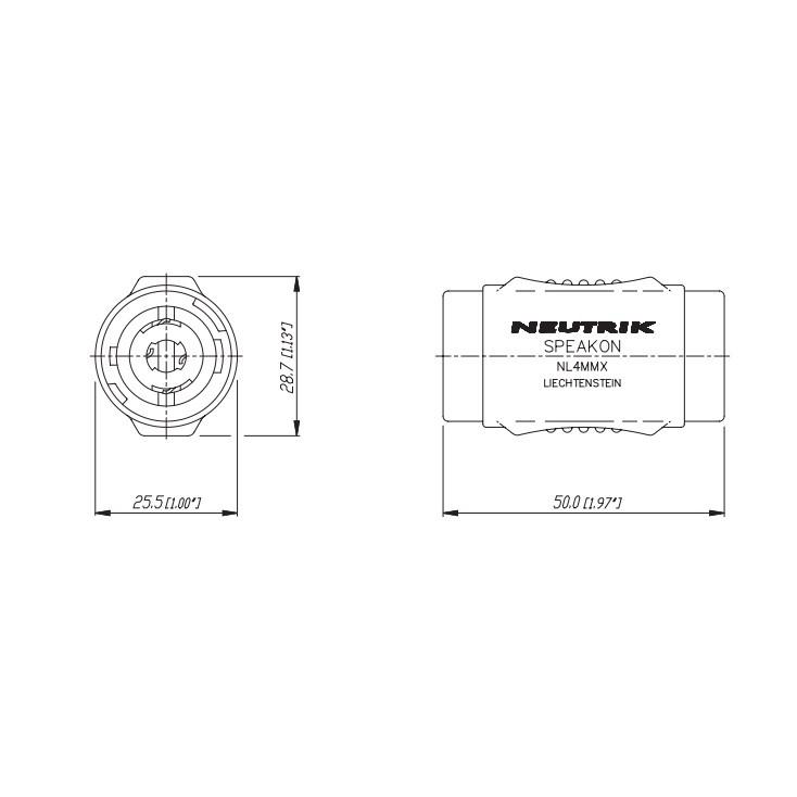 NEUTRIK NL4MMX スピコン用 スピーカーケーブル中継アダプター