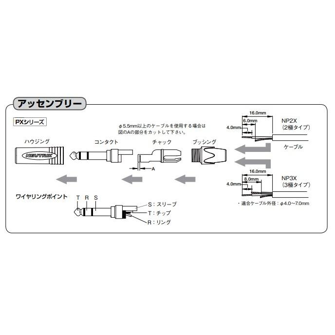 NEUTRIK NP2X-B 1/4モノフォン ストレートプラグ ブラック/金メッキ