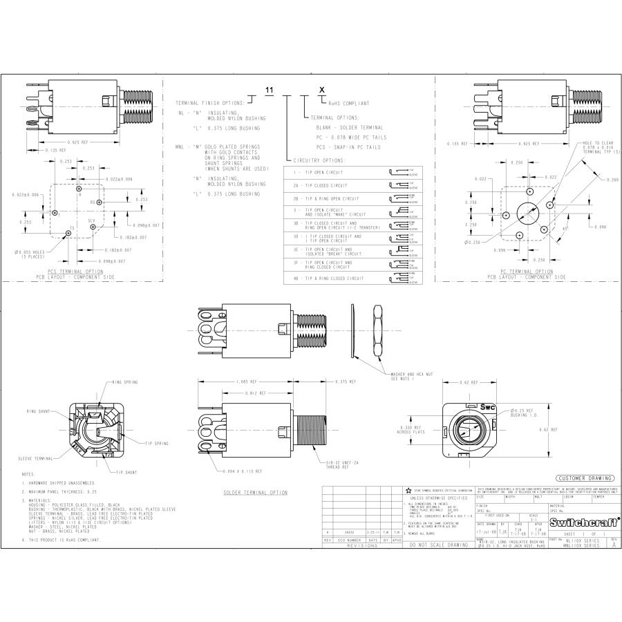 SWITCHCRAFT MONO JACK 113X スイッチクラフト 独立ONスイッチ 付き