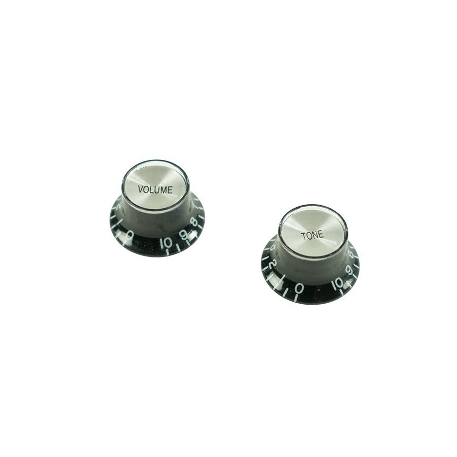 WD MUSIC BELL KNOB SET BLACK/SILVER (1 VOL 1 TONE) LEFT HAND