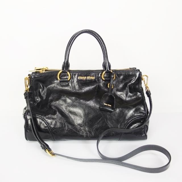 ミュウミュウ MIUMIU ハンドバッグ RN1091 2WAYバッグ レザー ブラック  
