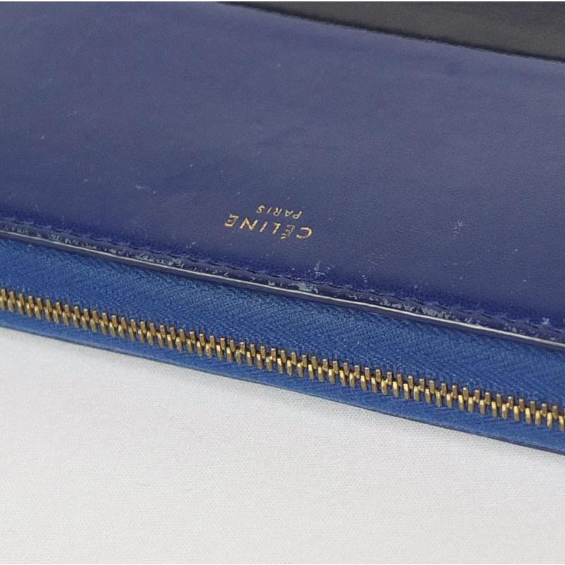 美品 CELINE　セリーヌ　トリオンフ　ラウンドファスナー　キャンバス　レザー セリーヌ CELINE ラウンドファスナー長財布 105013 バイカラー