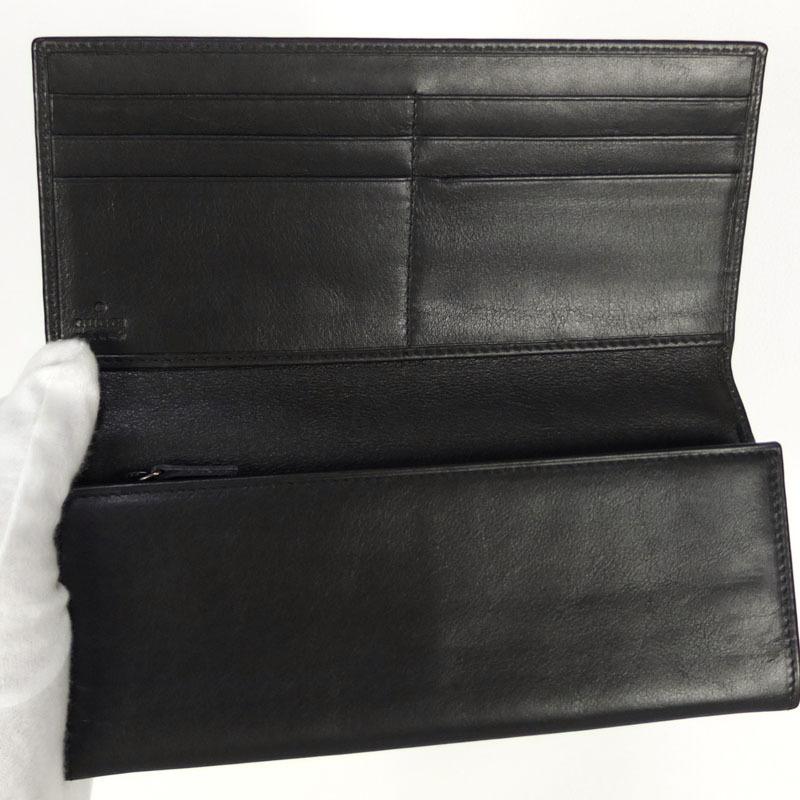 グッチ GUCCI 二つ折り長財布 030 2067 1615 ブラック レザー メンズ  