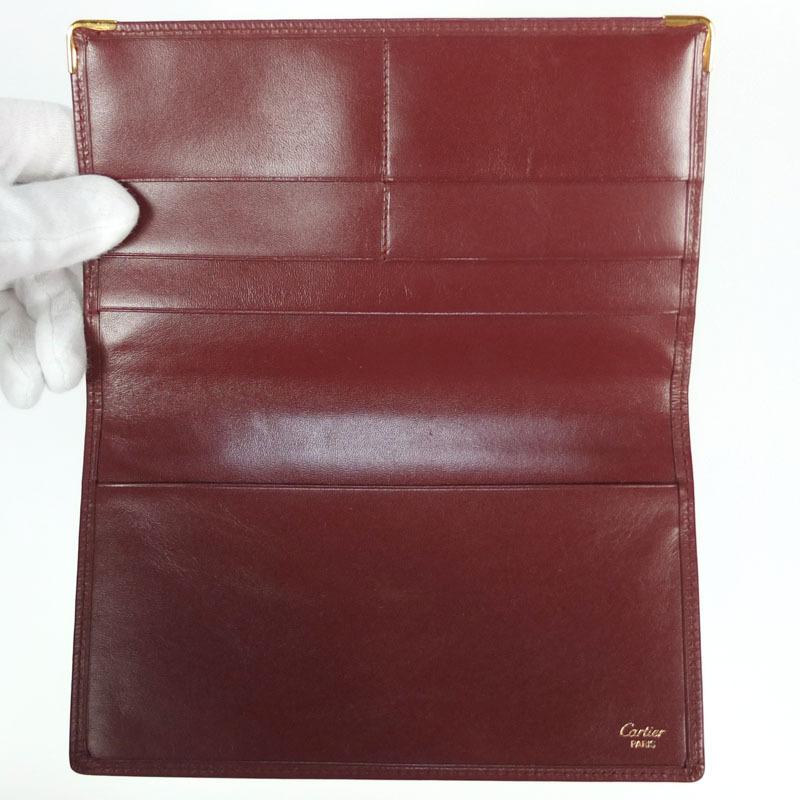 カルティエ CARTIER マストライン 二つ折り 札入れ 長財布 ボルドー 