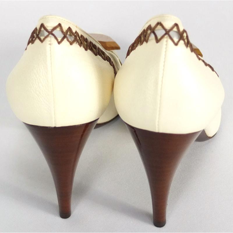 極美品 Louis Vuitton バーガンディ ロゴ入り オープントゥパンプス