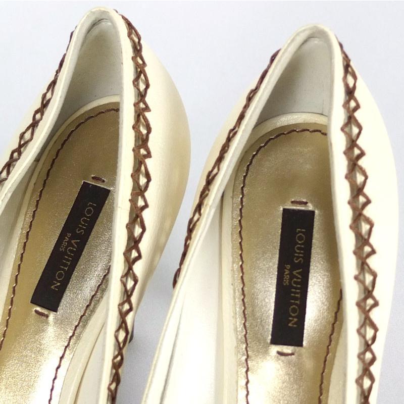 ルイヴィトン パンプス スタッズ リボン 23.5センチ ゴールド金具 ブラウン