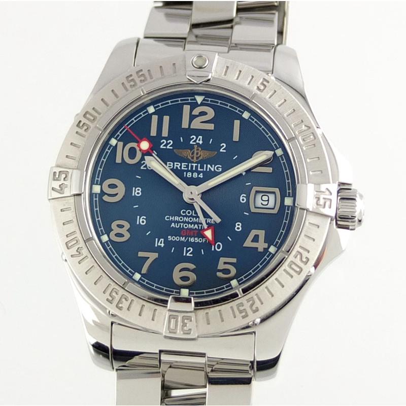 ブライトリング BREITLING コルト GMT A32350 自動巻 ネイビー文字盤 