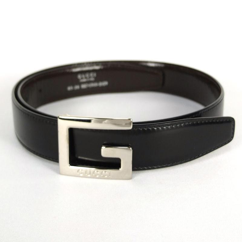 グッチ GUCCI Gバックル ベルト 037 1046 2959 ブラック シルバー金具