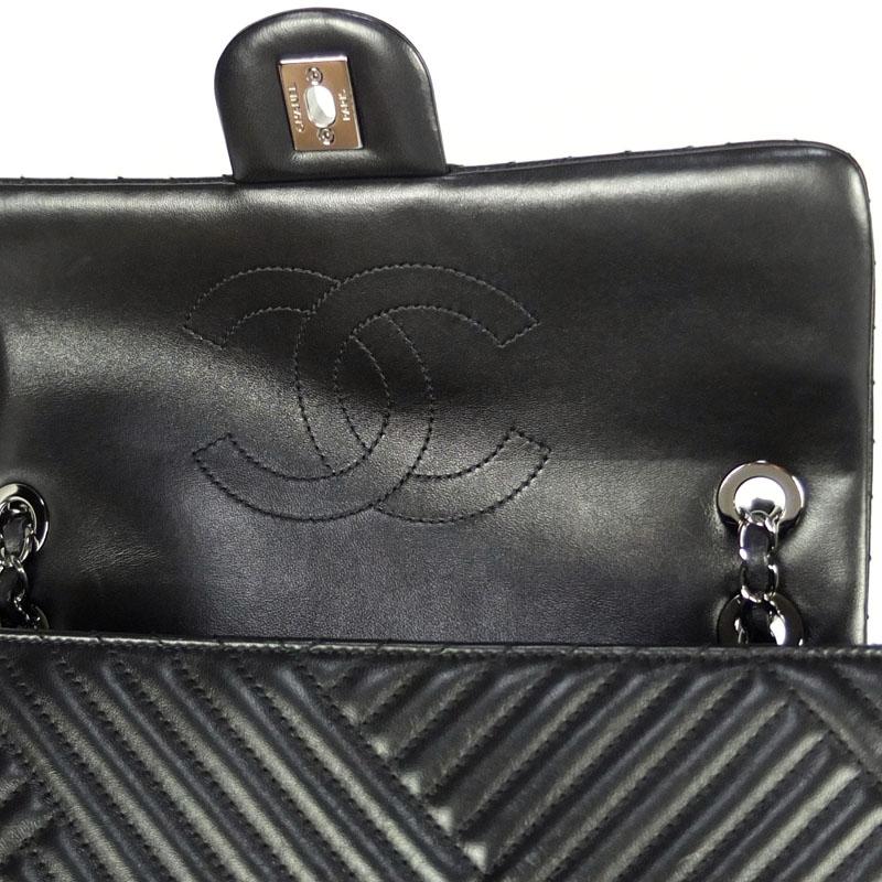 シャネル CHANEL シェブロン チェーンショルダーバッグ ブラック ココ