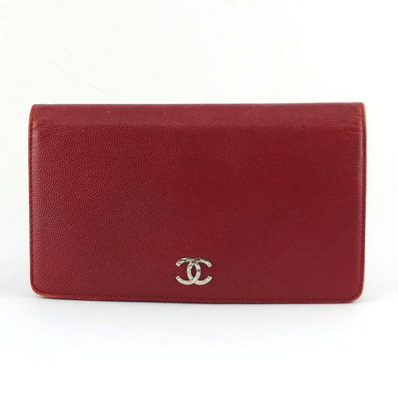 シャネル CHANEL ココマーク 二つ折り長財布 A46314 キャビアスキン  