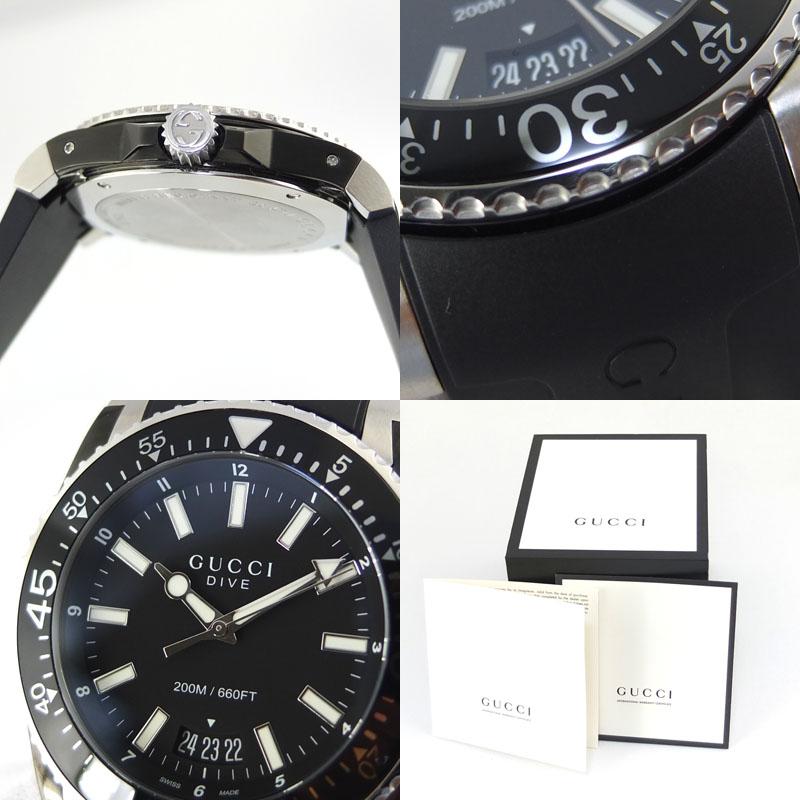 グッチ GUCCI ダイブ YA136204A 136.2 クォーツ ブラック文字盤 メンズ 