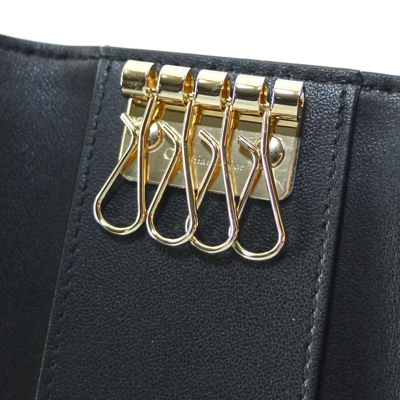 ◇クリスチャンディオール◇レザー/サドル/4連/キーケース/ブラック