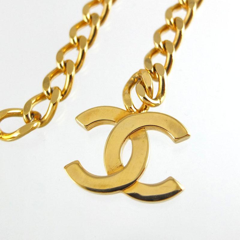 【美品】CHANEL ゴールドチェーンベルト シャネル CHANEL チェーン ベルト ココマーク 97P ゴールド オレンジ