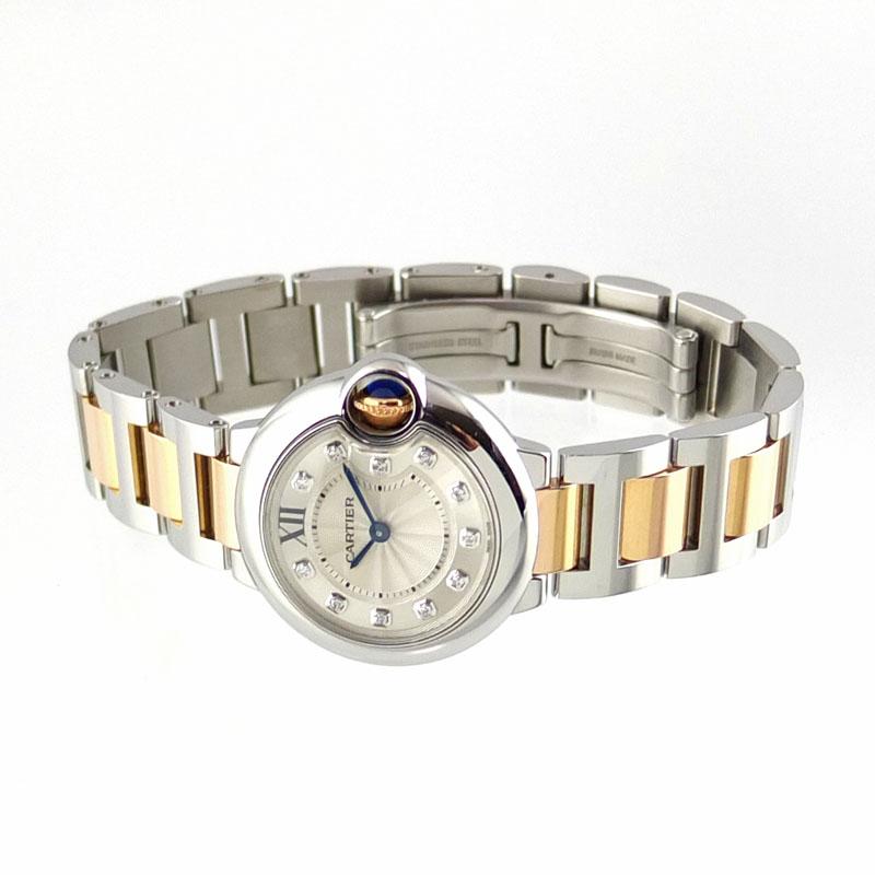 カルティエ CARTIER バロンブルー 28mm WE902030 クォーツ 11Pダイヤ  