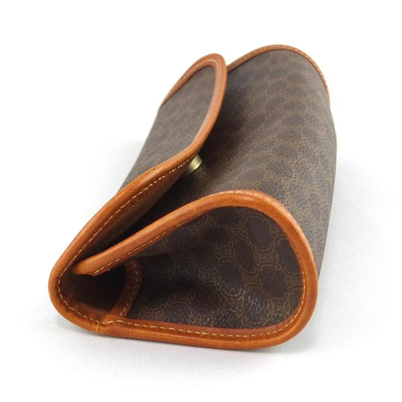 セリーヌ CELINE マカダム柄 ポーチ PVC レザー ブラウン レディース