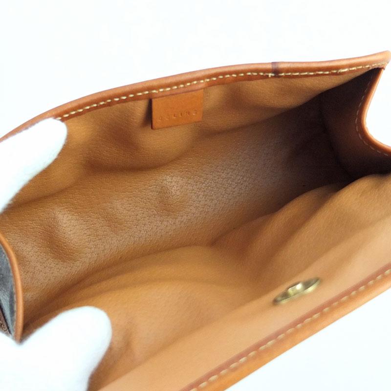 セリーヌ CELINE マカダム柄 ポーチ PVC レザー ブラウン レディース