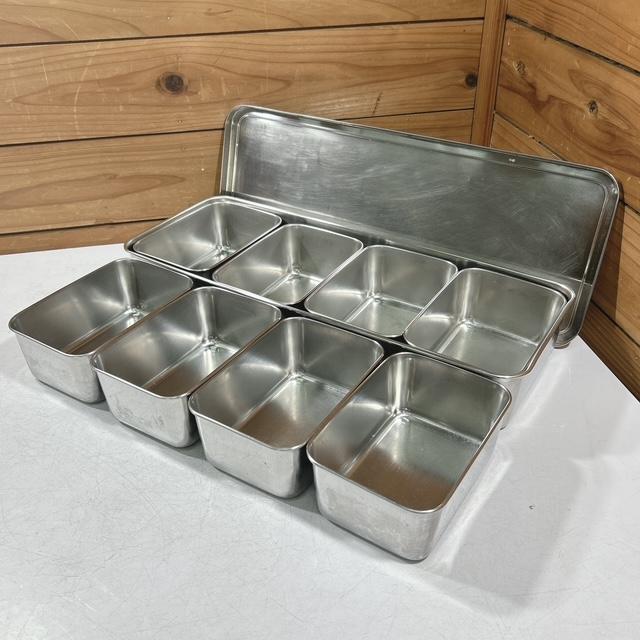 中古】業務用 ステンレス バット 調味料入れ 薬味入れ S号×8点 大型