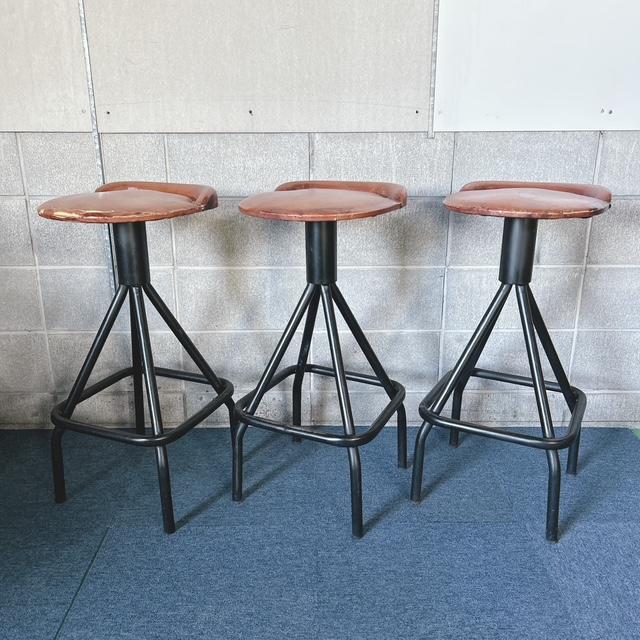 中古】カウンターチェア バーカウンター レザー アイアンカウンター 