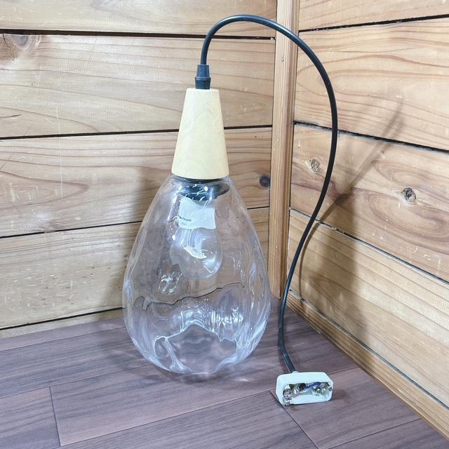 中古】木目調ソケット ペンダントライト 天井照明 水滴型 しずく型 