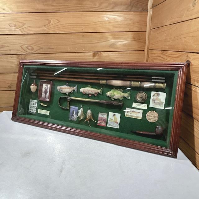 中古】フライフィッシング ウォールアート 壁掛 オブジェ ミニチュア