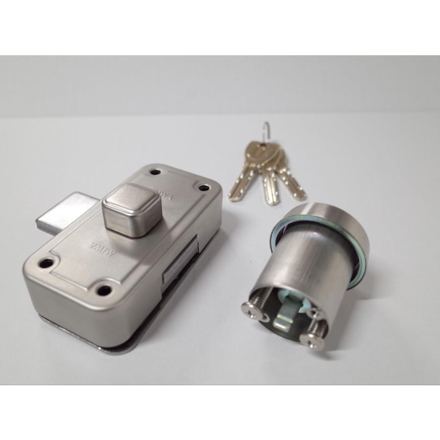 PR LA,DA取替用シリンダーとNDZ-1面付補助錠 同一仕様 ステン色 扉厚33