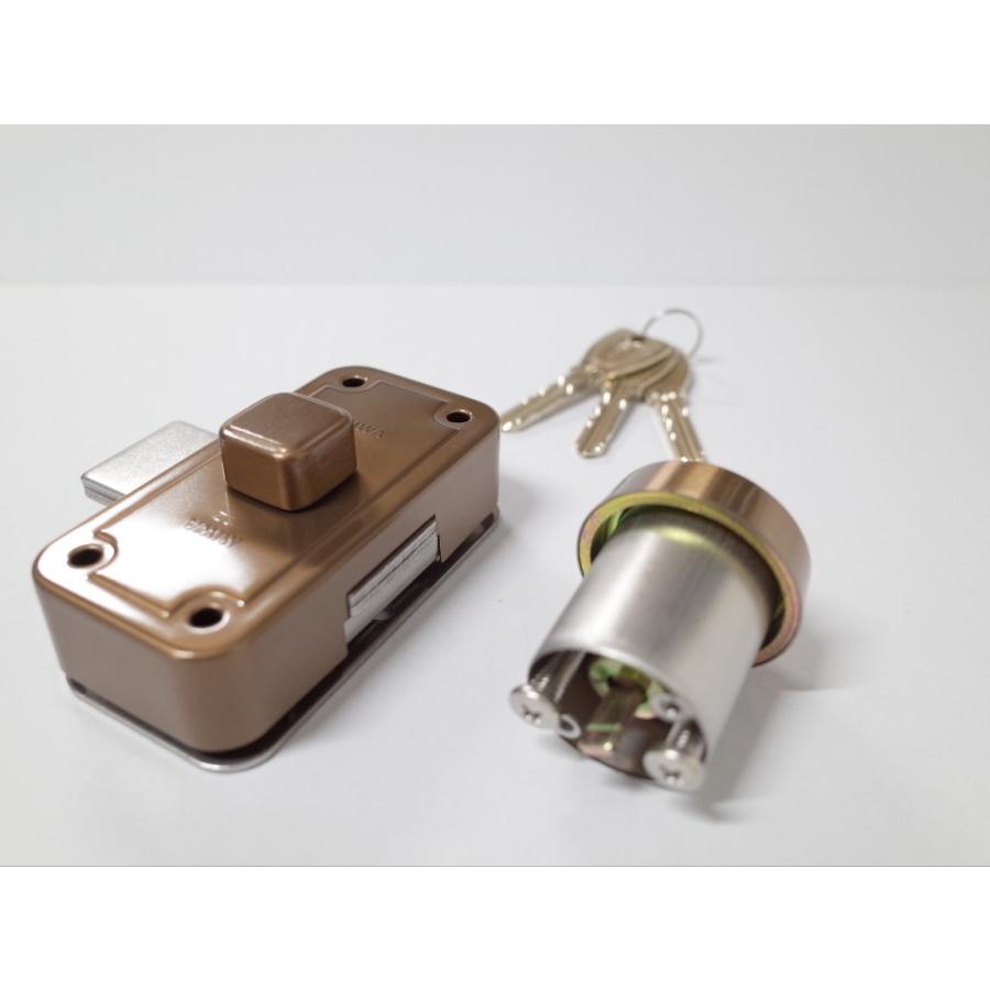 PR LA,DA取替用シリンダーとNDZ-1面付補助錠 同一仕様 ブロンズ色 扉厚