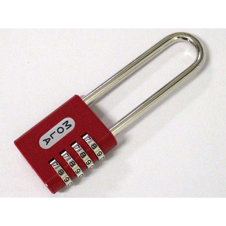 番号可変式南京錠 MOLA5500番 GUロック40ミリ 吊長タイプ 赤色 MOLA