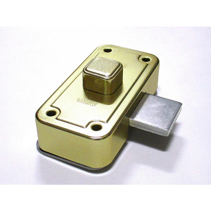 ミワロック U9-NDZ-1 面付補助錠 GP色(ゴールド色) 受座付 扉厚33〜42