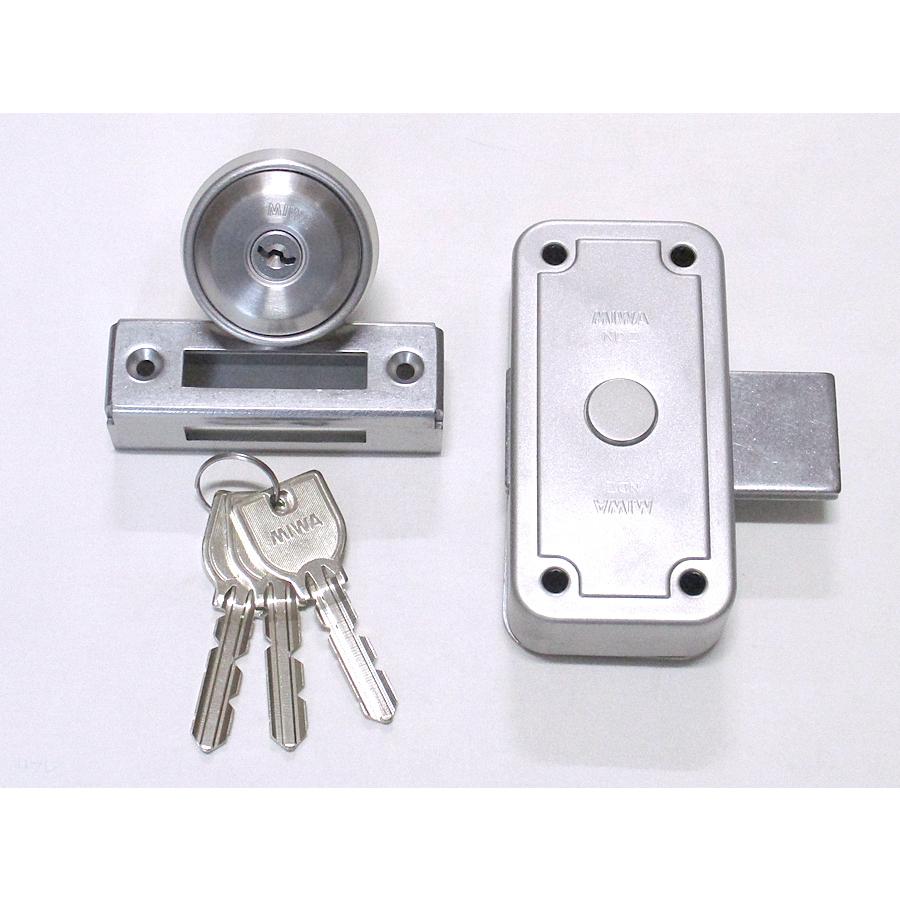ミワロックU9-NDZ-2 面付補助錠 ステン色 受座付 扉厚33〜42ミリ MIWA