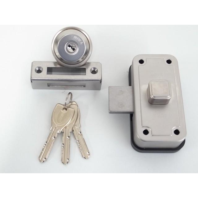 ミワロックPR-NDZ-1AT 面付補助錠 ステン色 受座付 扉厚33〜42ミリ