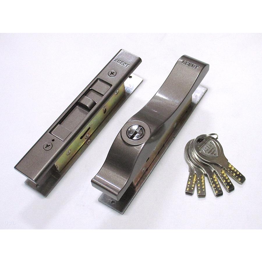 エージェント社製 ディンプルキータイプ万能引違戸錠 BJ-1 ブロンズ色