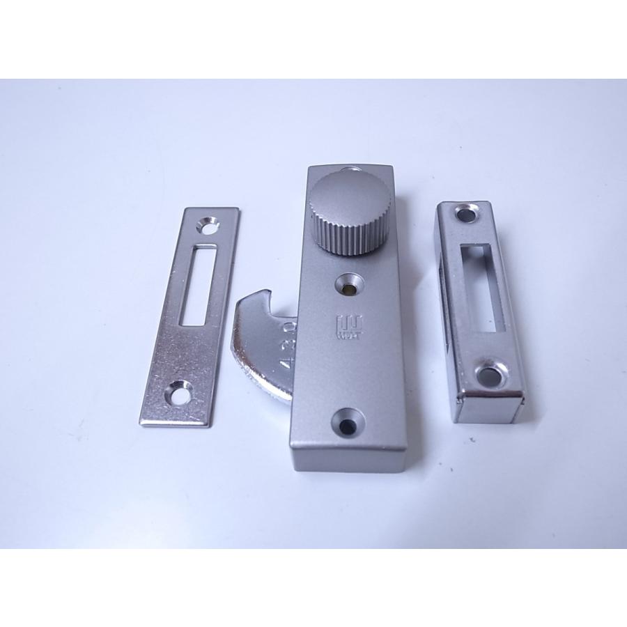 ウェスト社製 万能面付鎌錠 内締りタイプ 430-3STシルバー色 引戸錠