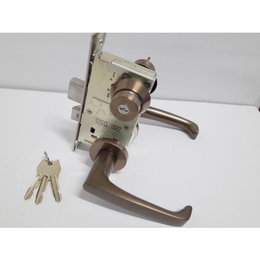 ミワロック 20番アルミレバーハンドル ブロンズ色 U9LA-20-1玄関錠セット 厚扉用 バックセット51ミリ LAMA 13LA 玄関 ドア 扉 修理 補修 交換 部品 パーツ