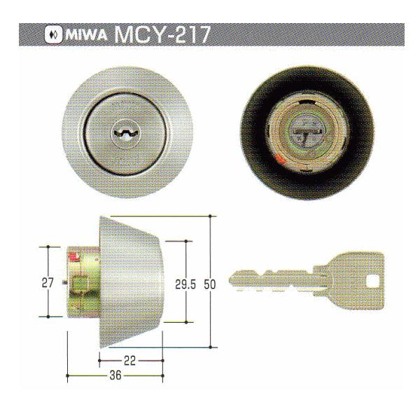 U9 TRF・TRT取替用シリンダー シルバー色 戸厚25〜29ミリ（MCY-217
