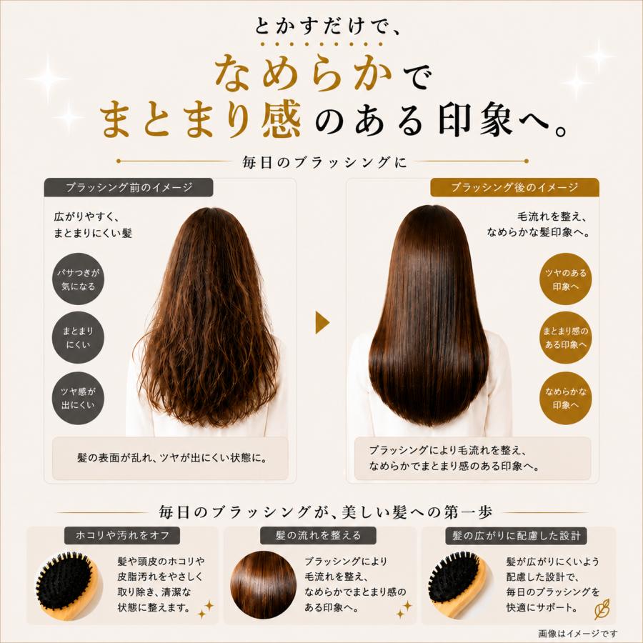 豚毛ブラシ ヘアブラシ ミニ コンパクト 竹製 前髪ブラシ 持ち運び ヘアケア 艶髪 軽量 |  | 02