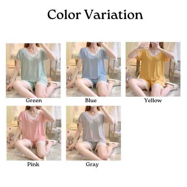 ルームウェア レディース 半袖 パジャマ さらさら レース セットアップ ナイトウェア 上下セット 夏 |  | 11