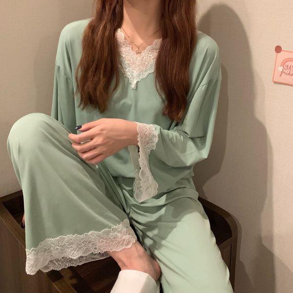 パジャマ ルームウェア レディース レース 長袖 セットアップ 春秋 |  | 02