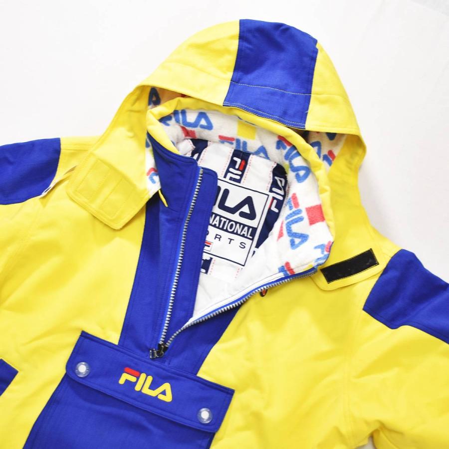 フィラ FILA スキー ウェア セットアップ 上下 ジャケット x パンツ L／M イエロー x ブルー ウィンター スポーツ ウェア スノボ スノーボード メンズの画像