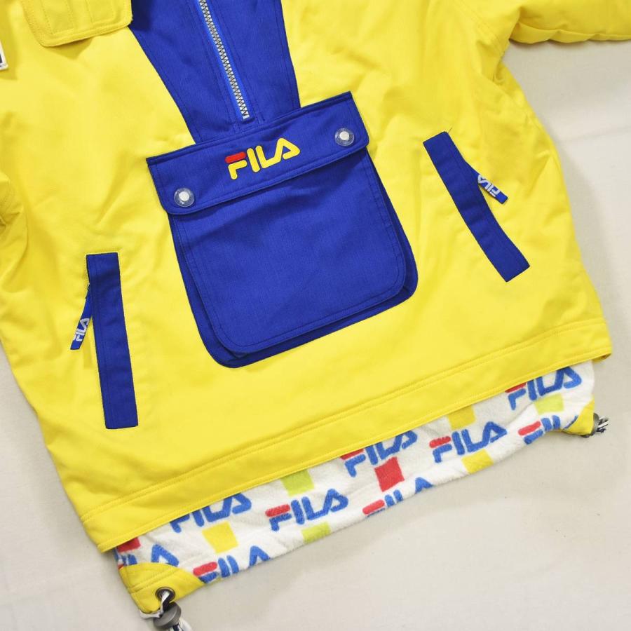 フィラ FILA スキー ウェア セットアップ 上下 ジャケット x パンツ L／M イエロー x ブルー ウィンター スポーツ ウェア スノボ スノーボード メンズの画像