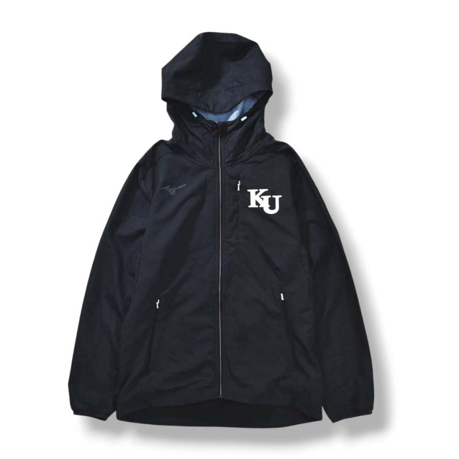 ミズノ MIZUNO 神奈川大学 陸上競技部 駅伝 ウィンド ウェア カレッジ ロゴ ランニング レーシング セットアップ 上下 ジャケット x パンツ M ブラック メンズの画像