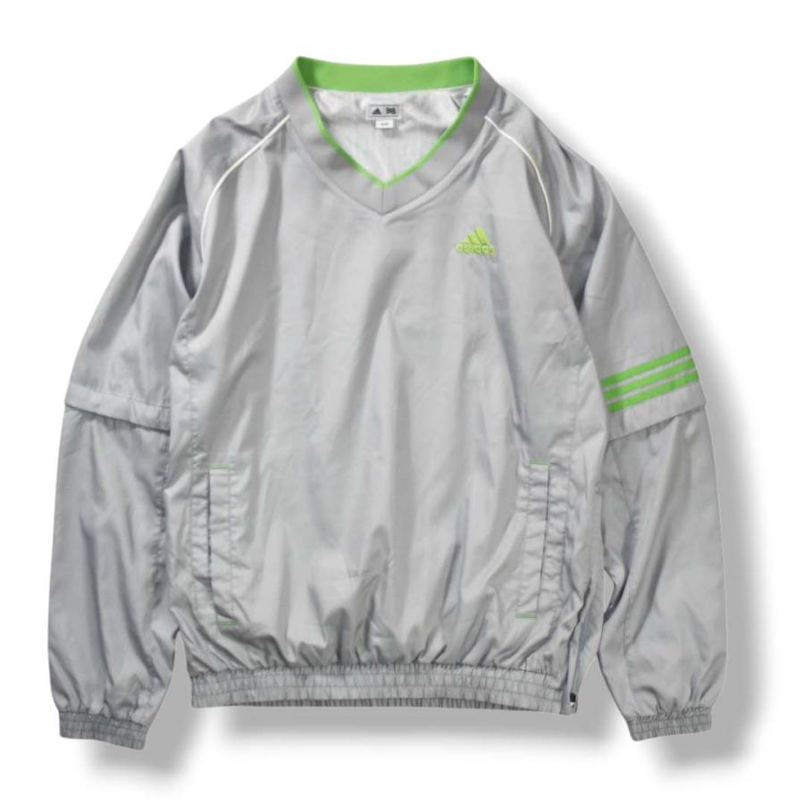 アディダス ゴルフ adidas golf 長袖 x 半袖 プルオーバー ウィンド ジャケット スニードジャック ピステ M グレー x グリーン スポーツ ウェア メンズ_1