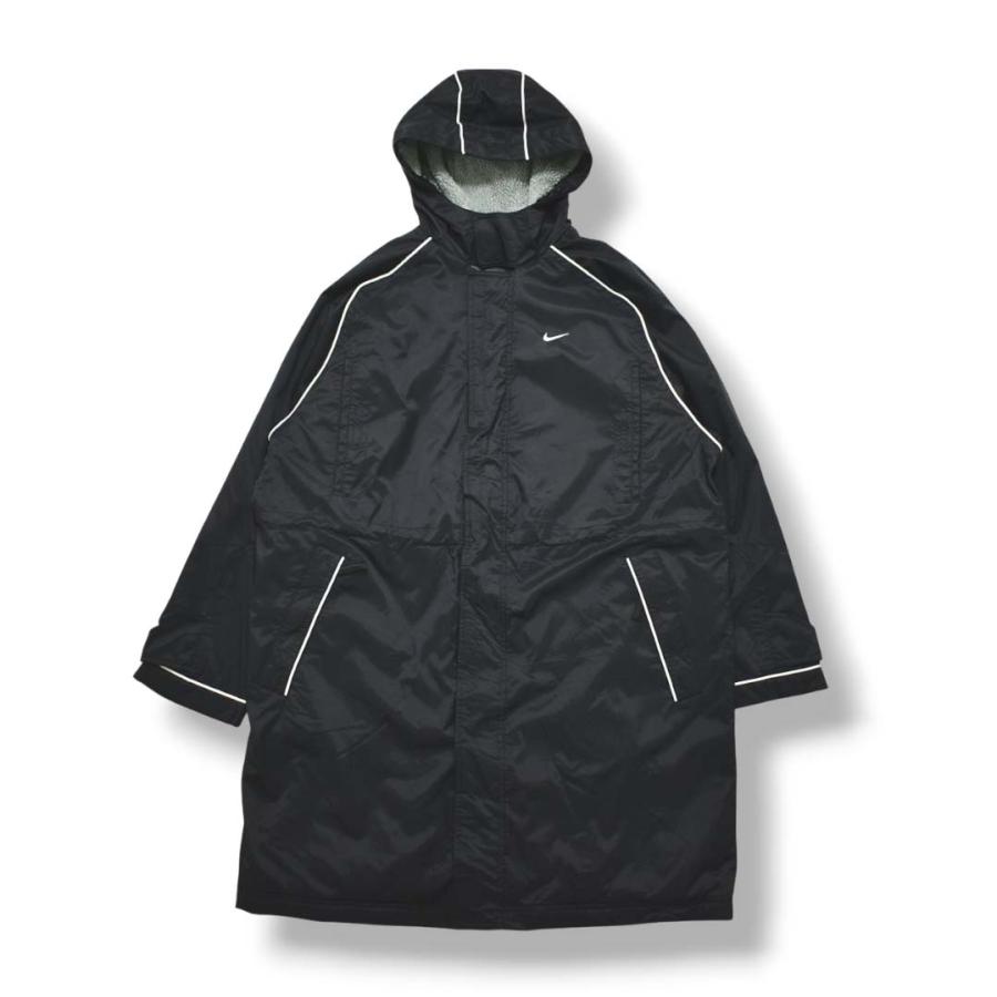ナイキ NIKE ベンチコート ナイロン ジャンパー ウィンドブレーカー パーカー ラグランスリーブ 裏地 中綿 キルティング フリース L ブラック メンズ_2