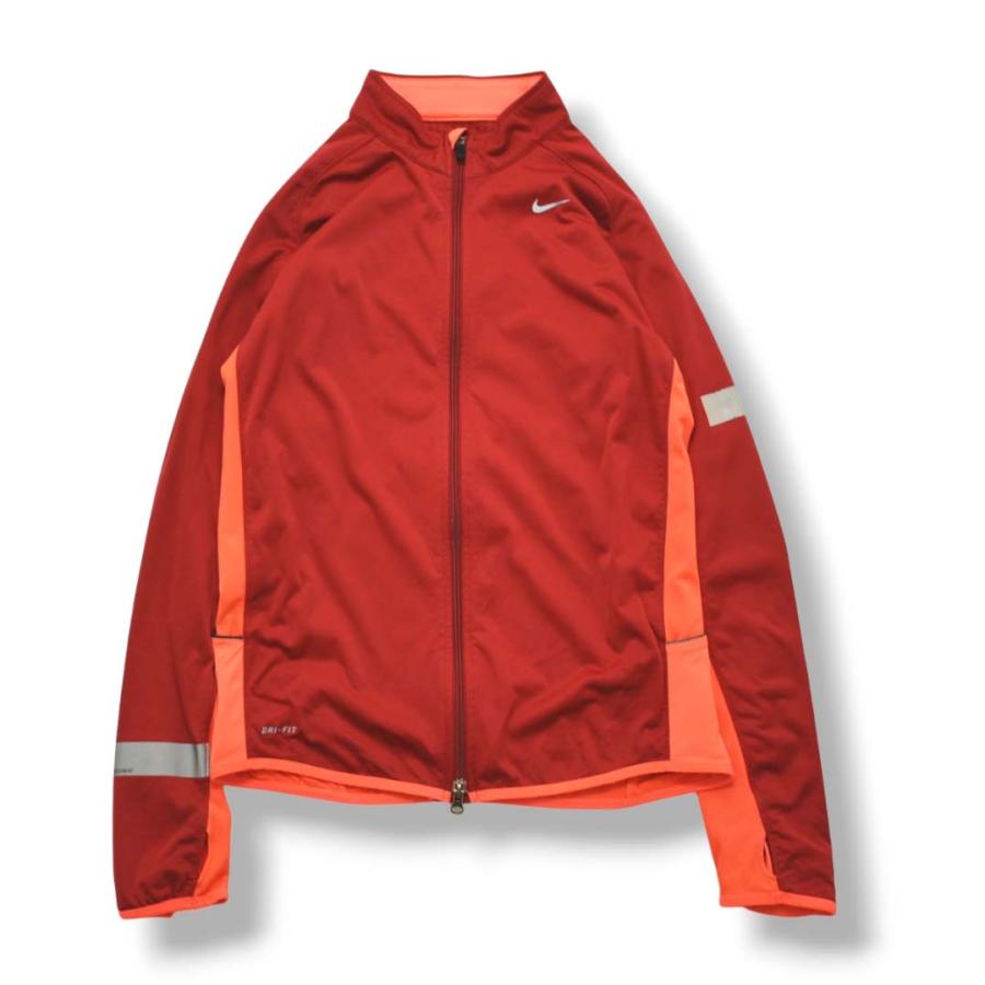 ナイキ NIKE ドライフィット DRI−FIT スウッシュ ロゴ プリント ストレッチ ウィンド ジャケット ラグランスリーブ 裏起毛 M レッド スポーツ ウェア メンズ_2
