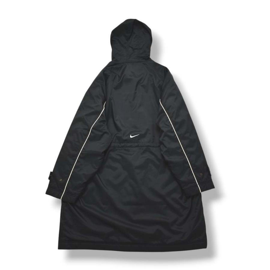 90s ヴィンテージ 黒タグ ナイキ NIKE ベンチ コート ナイロン ロング ジャンパー ラグランスリーブ 裏地 中綿 キルティング ボア フリース XXL ブラック メンズ_3
