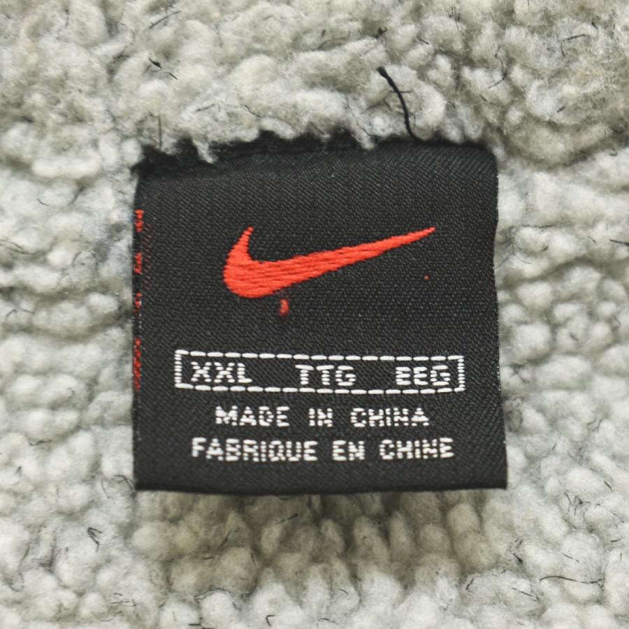 90s ヴィンテージ 黒タグ ナイキ NIKE ベンチ コート ナイロン ロング ジャンパー ラグランスリーブ 裏地 中綿 キルティング ボア フリース XXL ブラック メンズ_5
