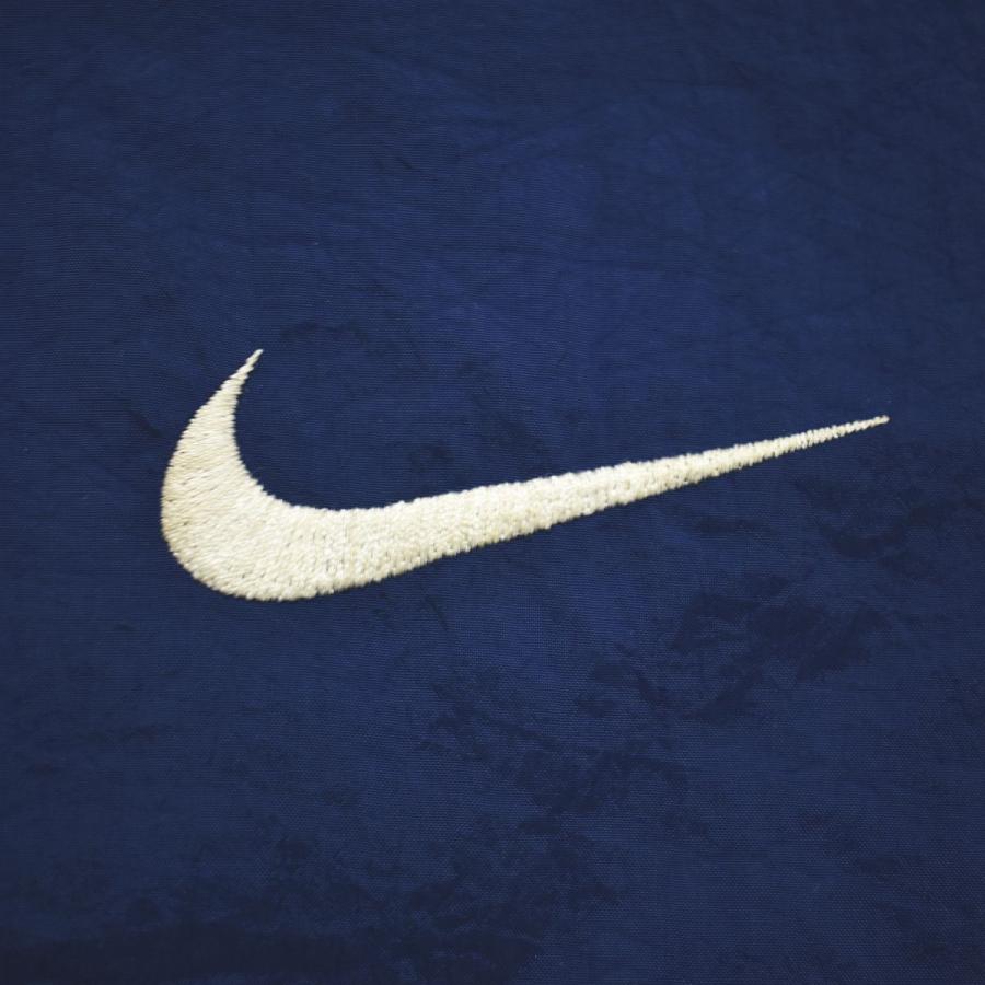 90s ヴィンテージ 銀タグ ナイキ NIKE ナイロン ベンチ コート パーカー ウィンドブレーカー ジャンパー 裏地 中綿 キルティング スウッシュロゴ M 紺x黄 メンズ_6