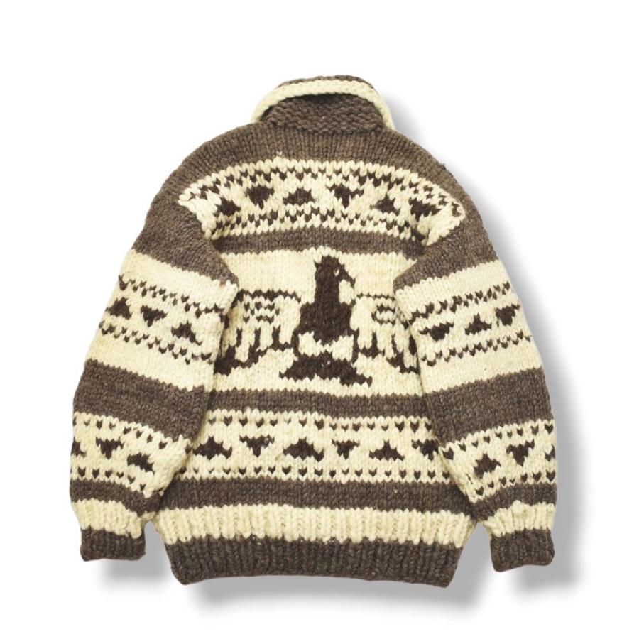 カナダ製 古着 ショールカラー カウチン ニット セーター 鷲柄