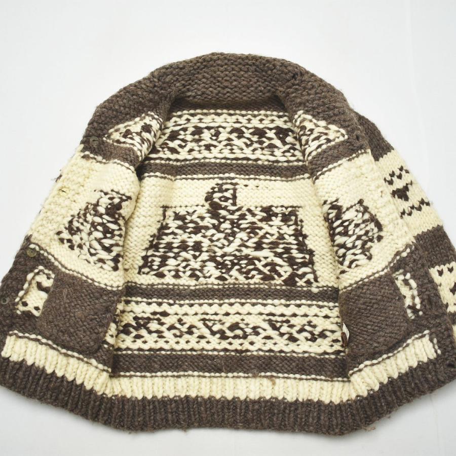 カナダ製 古着 ショールカラー カウチン ニット セーター 鷲柄