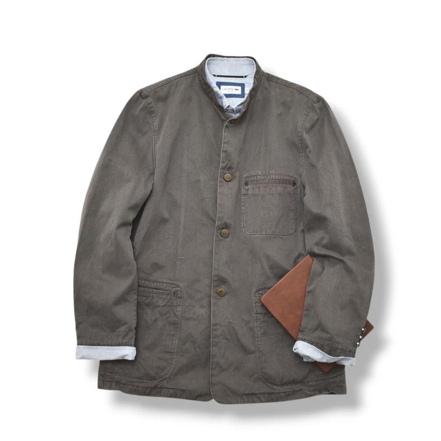 PAPAS グレー ボタン付きジャケット PAPAS（パパス） 90sヴィンテージ 日本製 バンドカラー ボタンアップ