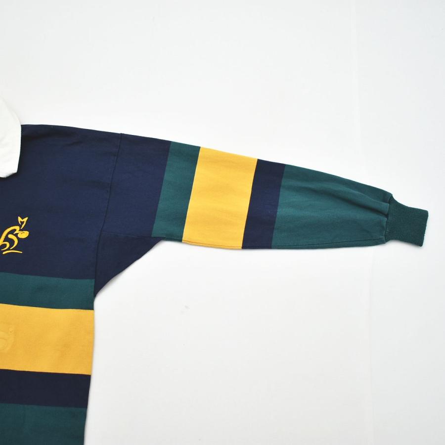 メンズ【美品 豪州代表 ワラビーズ】カンタベリー製 ラガーシャツ M 黄 緑 オーストラリア製 カンタベリー CANTERBURY x オーストラリア代表